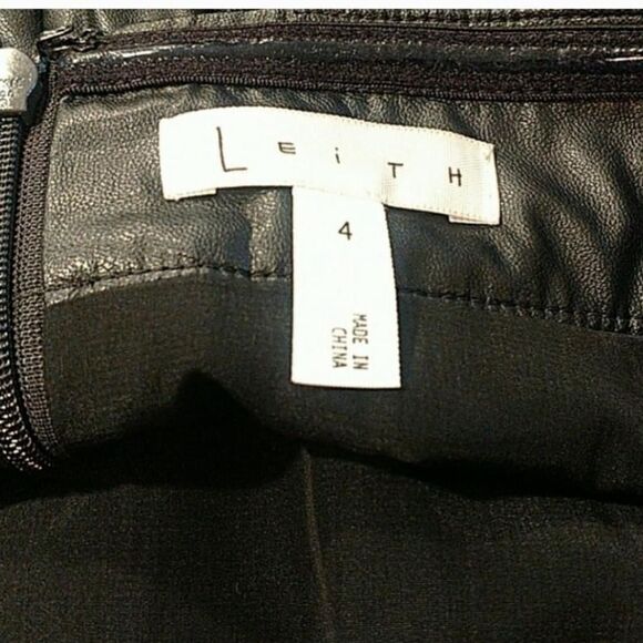 Leith Black Faux Vegan Leather Strapless Dress Size 4 - Picture 7 of 10